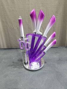 lot 1030 image: Kitchen King Professional Purple Ombre Knife Set with Stand