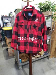 lot 1054 image: George Brand Red Black Buffalo Plaid Flannel Jacket