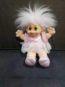 lot 1124 image: Russ Berrie Troll Ballerina Vintage 90s Soft Body blue eyes Pink Tutu & shoes