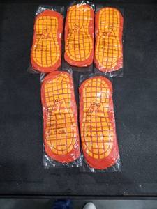 lot 1187 image: (5) Brand New Pair of Orange SkyZone Medium Grippy Trampoline Socks Size XL