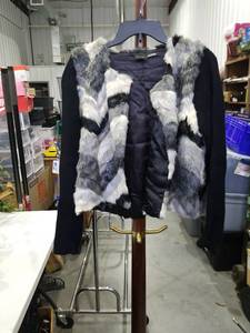 lot 1212 image: Cliche Brand Knit Sweater with Faux Fur Front Panel Size Large