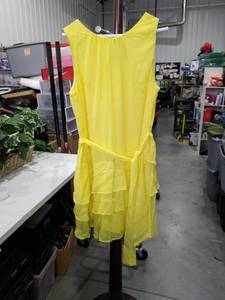 lot 1220 image: Sam and Jess Yellow Sleeveless Dress with Tiered Ruffle Hem