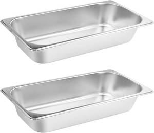 lot 3405 image: VOISEN 2 Pack Hotel Pans 11 Size 4 Deep Anti-Jamming Steam Pan