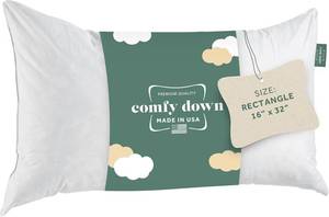 lot 3413 image: ComfyDown Pillow Insert, DownFeather Fill, Cotton Cover, 16x32