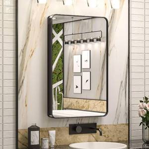 lot 3451 image: $187 Keonjinn 20x32 Black Mirrored Medicine Cabinet Recessed SS Frame