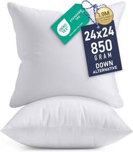 lot 3454 image: Utopia Bedding 24x24 Pillow Inserts, Set of 2, White