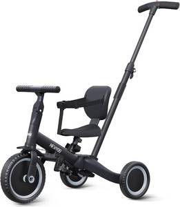 lot 3455 image: $90 newyoo 5-in-1 Convertible Toddler Tricycle with Push Handle, Black