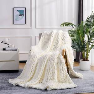 lot 3458 image: $50 LAGRATY Chunky Knit Blanket Throw, Soft Chenille 50x60, Handmade