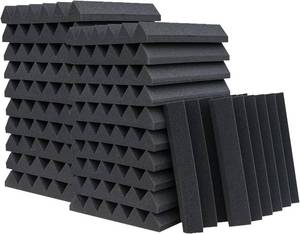 lot 3461 image: 24 Pack Acoustic Panels 2x12x12 Sound Proof Foam For Wall Black