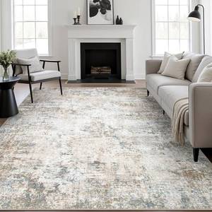 lot 3467 image: $76 8x10 Area Rug - Modern Abstract, Washable, No Slip - Brown Grey