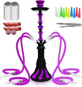 lot 3502 image: 22 Hookah Set - Premium Shisha Kit, 100 Tips, 50 Foil, 20 Coals