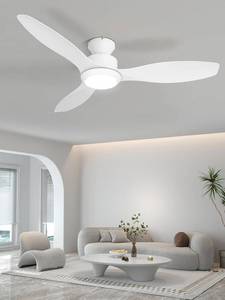 lot 3506 image: $100 48 Ceiling Fan with Light, Remote, White, 3-Blade, 6 Speeds
