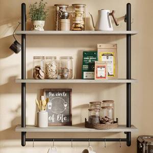 lot 3507 image: $90 Bestier 3-Tier Industrial Pipe Shelving, Floating Wall Shelves
