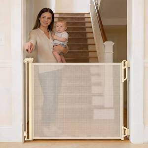 lot 3509 image: SPACEANY Retractable BabyDog Gate, 33.5 x 45, Cream
