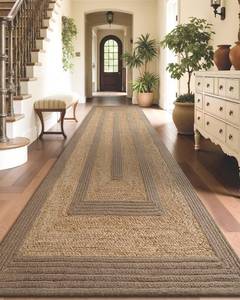 lot 3515 image: $200 LUMI 3x10 Jute and Raffia Braided Runner Rug, Non-Slip, Indoor