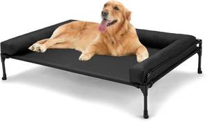 lot 3525 image: $50 Veehoo Elevated Raised Dog Bed Outdoor Cooling Cot 41x27 Black
