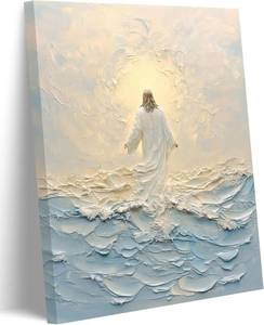 lot 3531 image: $62 Jesus Walking on Water Canvas Wall Art - Christian Faith Decor