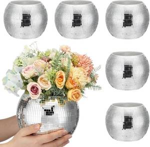 lot 3541 image: $102 Inbagi 6 Pcs Disco Ball Planter Vase Centerpieces 5.5x7in, Silver