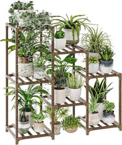 lot 3553 image: Bamworld 3-Tier Plant Stand IndoorOutdoor Wood Rack for Plants