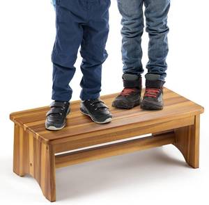 lot 3564 image: $60 FANATU Extra Wide 26in Wooden Step Stool, 550 lb, Non-Skid