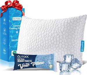lot 3582 image: QUTOOL Cooling Pillow, CertiPUR-US Shredded Memory Foam Set of 1