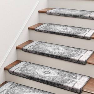 lot 3586 image: $120 Brakki Bullnose Stair Treads for Wooden Steps, Non-slip Grey