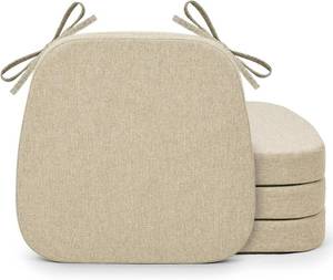 lot 3594 image: Shinnwa 4-Pack Kitchen Chair Cushions, Non-Slip, Beige