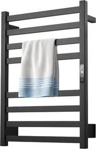 lot 3606 image: $188 Matte Black Towel Warmer, Wall-Mounted Electric, Temp Control