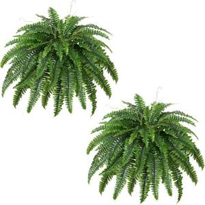 lot 3617 image: $55 Artificial Boston Fern Bush- Set of 2 Large Faux Ferns, 45Inch