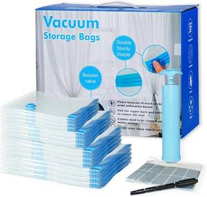 lot 3628 image: Vacuum Storage Bags Set with Manual Pump, 16-Pack (Small-Jumbo)