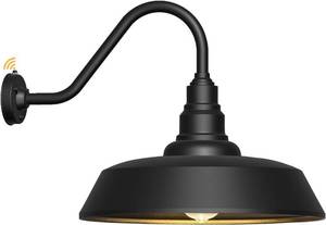 lot 3650 image: $250 24-Inch Gooseneck Barn Light, Black with Dusk-to-Dawn Sensor