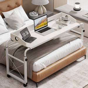 lot 3652 image: $90 BYMECOST Laptop Desk for Bed - Adjustable Height & Length, White