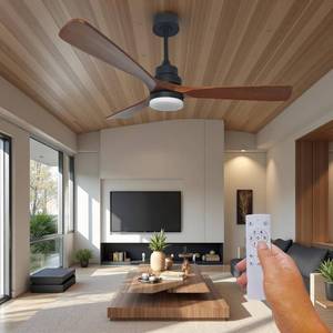 lot 3655 image: $98 52-Inch Ceiling Fan with Light, 3 Wood Blades, NO Remote.