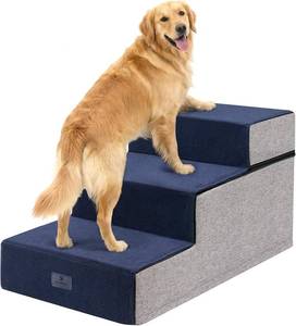 lot 3659 image: $80 Veehoo 3-Step Foam Dog Stairs for Large Dogs, 18 H