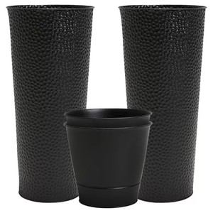 lot 3663 image: $120 Worth 2-Pack 28 Metal Planters w Inside Pot, IndoorOutdoor