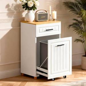 lot 3664 image: $120 ZIFTY Pull-Out Trash Can Cabinet for 13 Gal Bin, White
