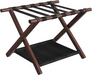 lot 3667 image: HOOBRO Folding Luggage Rack, Bamboo Stand BR20XL01