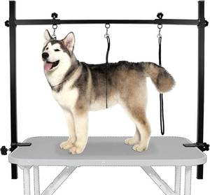 lot 3687 image: LEIBOU H-Shape Dog Grooming Arm with 3 Nooses, Adjustable Height