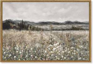 lot 3690 image: $59 SHENIFY 24x36in Vintage Landscape Framed Canvas Wall Art Prairie