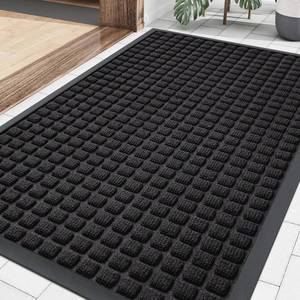 lot 3693 image: Smiry Front Door Mat, Heavy-Duty Natural Rubber, Non-Slip, Black
