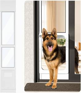 lot 3695 image: $180 Homgava Large Dog Door for Sliding Glass Doors, Adjustable White
