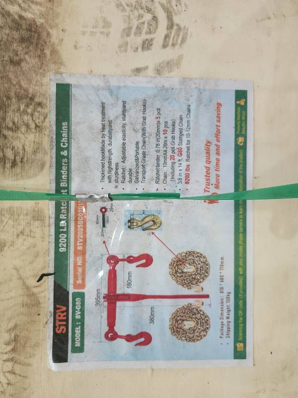 lot 16131 image: StarVox 9200 LB Heavy Duty Ratchet Chains and Binder  SV-G80