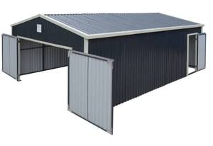 lot 2503 image: Unused Lanhonor 11 x 19 Metal Shed with Double Front Doors  LHR-MS1119