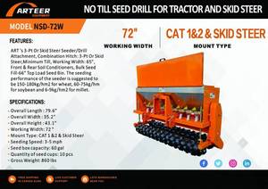 lot 8686 image: Arteer NO TILL SEED DRILL FOR TRACTOR AND SKID STEER  NSD-72W