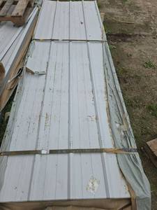 lot 11000 image: Unused Qty. 100 Galvalume Steel Siding  Roofing Panels  White  Cream  10 Ft