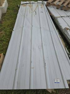 lot 11001 image: Unused Qty. 100 Galvalume Steel Siding  Roofing Panels  White  Cream  10 Ft