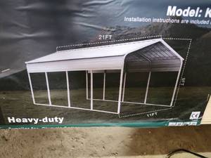 lot 8126 image: KJ 11 FT x 19 FT All-Steel Carport  Model K1121