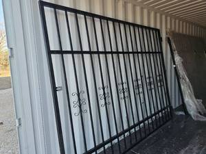 lot 10531 image: Unused 20 Ft Bi-Parting Wrought Iron Gate Double Swing  Driveway  Ranch Entry