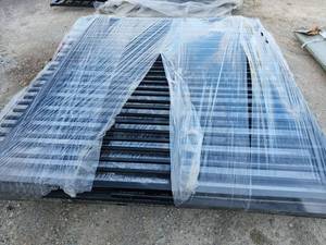 lot 10541 image: Unused 14 Ft Bi-Parting Wrought Iron Gate Double Swing  Driveway  Ranch Entry