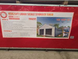 lot 10545 image: CAPTOK 45x25ft Metal Storage Shed Kit CK-SS45